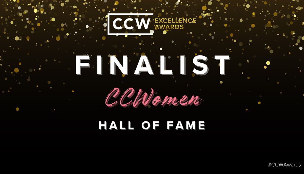 A graphic that reads "Finalist CCWomen Hall of Fame"