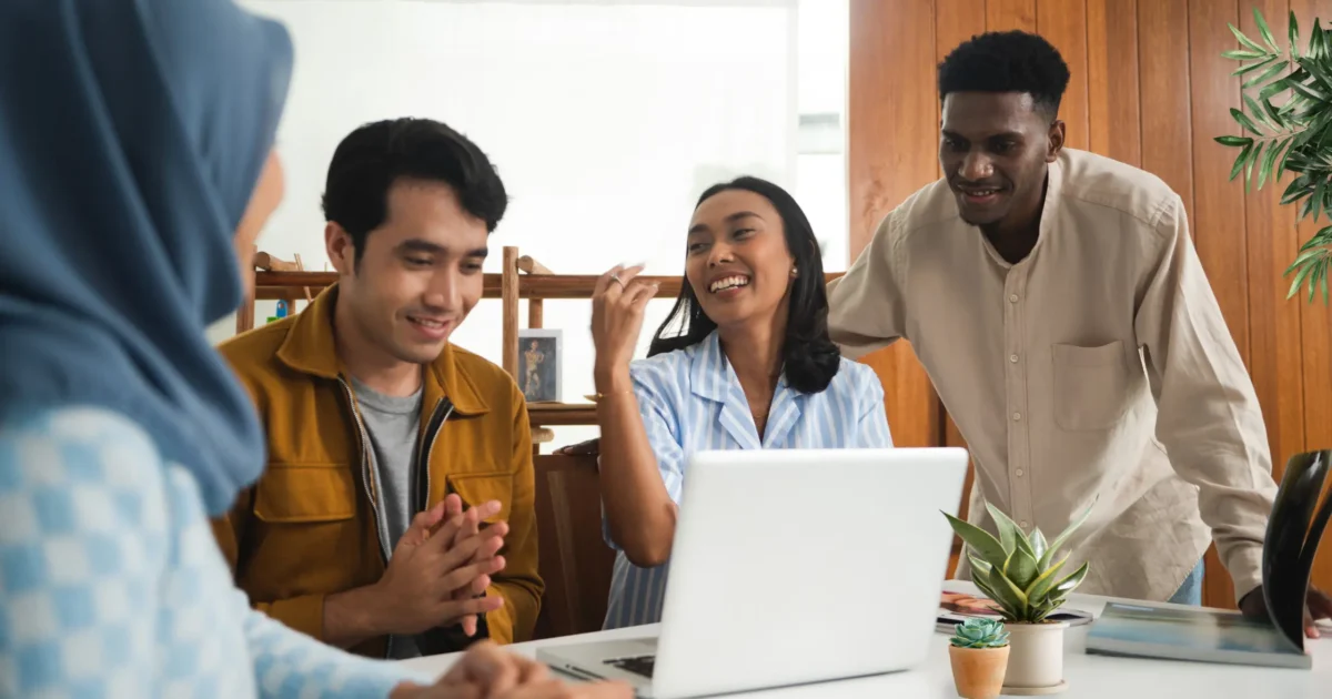 coworkers partnering on project and working together
