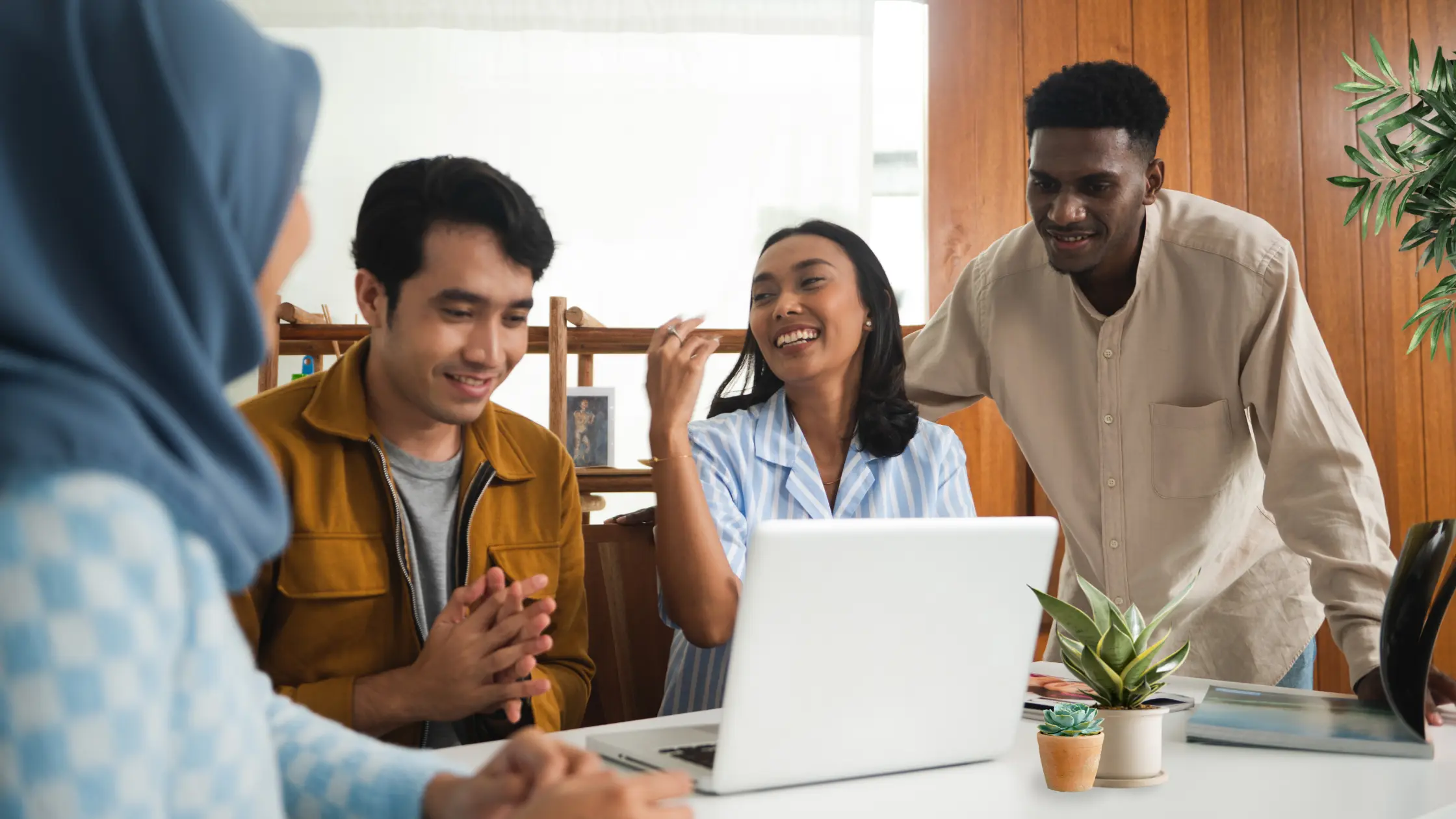 coworkers partnering on project and working together